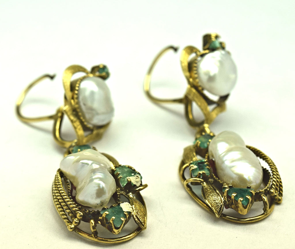 Emerald and Mother of Pearl Earrings