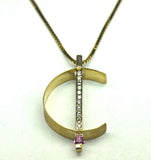 Yellow Gold Pink Sapphire Necklace