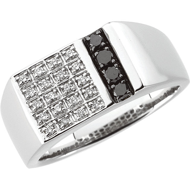White Gold Black and White Diamond Ring